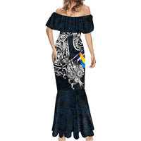 Personalized Sweden Viking Blood Mermaid Dress Nordic Runes and Shield of Ancestry in Tribal Knotwork