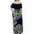 Personalized Sweden Viking Blood Off Shoulder Maxi Dress Nordic Runes and Shield of Ancestry in Tribal Knotwork