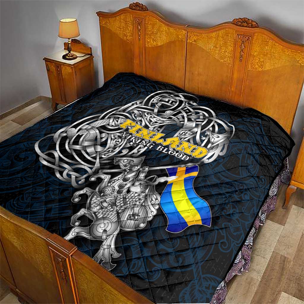 Sweden Viking Blood Quilt Nordic Runes and Shield of Ancestry in Tribal Knotwork