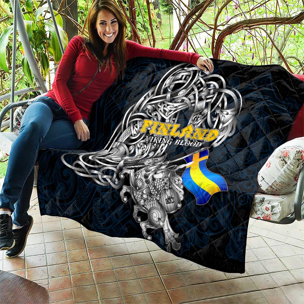 Sweden Viking Blood Quilt Nordic Runes and Shield of Ancestry in Tribal Knotwork