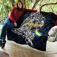 Sweden Viking Blood Quilt Nordic Runes and Shield of Ancestry in Tribal Knotwork