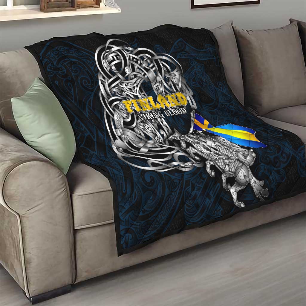 Sweden Viking Blood Quilt Nordic Runes and Shield of Ancestry in Tribal Knotwork