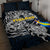 Sweden Viking Blood Quilt Bed Set Nordic Runes and Shield of Ancestry in Tribal Knotwork