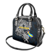 Sweden Viking Blood Shoulder Handbag Nordic Runes and Shield of Ancestry in Tribal Knotwork