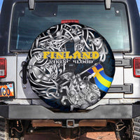 Sweden Viking Blood Spare Tire Cover Nordic Runes and Shield of Ancestry in Tribal Knotwork