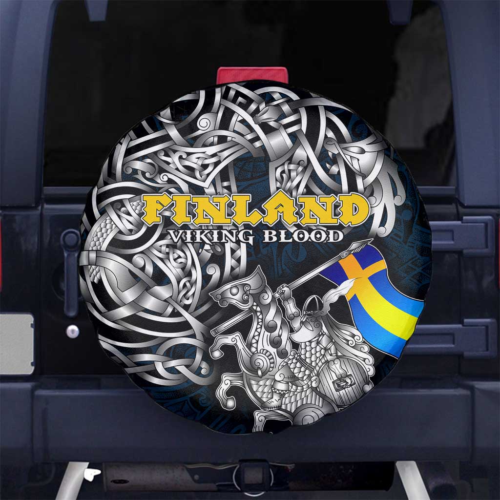 Sweden Viking Blood Spare Tire Cover Nordic Runes and Shield of Ancestry in Tribal Knotwork