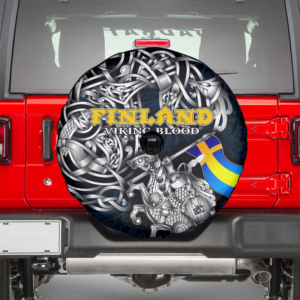 Sweden Viking Blood Spare Tire Cover Nordic Runes and Shield of Ancestry in Tribal Knotwork