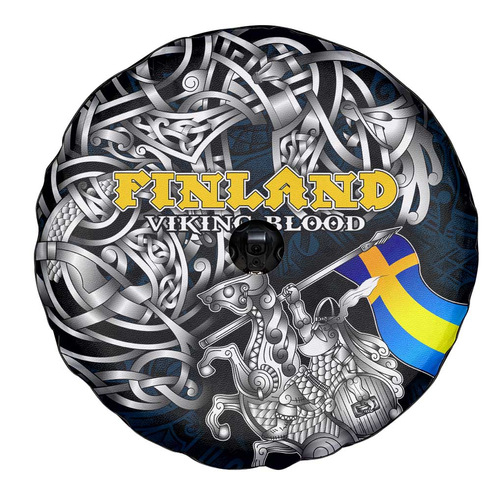 Sweden Viking Blood Spare Tire Cover Nordic Runes and Shield of Ancestry in Tribal Knotwork