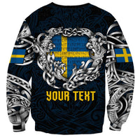 Personalized Sweden Viking Blood Sweatshirt Nordic Runes and Shield of Ancestry in Tribal Knotwork