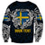 Personalized Sweden Viking Blood Sweatshirt Nordic Runes and Shield of Ancestry in Tribal Knotwork