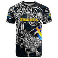 Personalized Sweden Viking Blood T Shirt Nordic Runes and Shield of Ancestry in Tribal Knotwork
