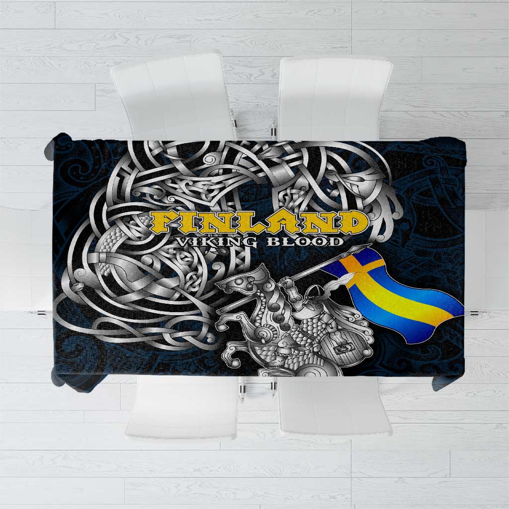 Sweden Viking Blood Tablecloth Nordic Runes and Shield of Ancestry in Tribal Knotwork