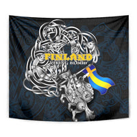Sweden Viking Blood Tapestry Nordic Runes and Shield of Ancestry in Tribal Knotwork