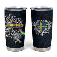 Sweden Viking Blood Tumbler Cup Nordic Runes and Shield of Ancestry in Tribal Knotwork