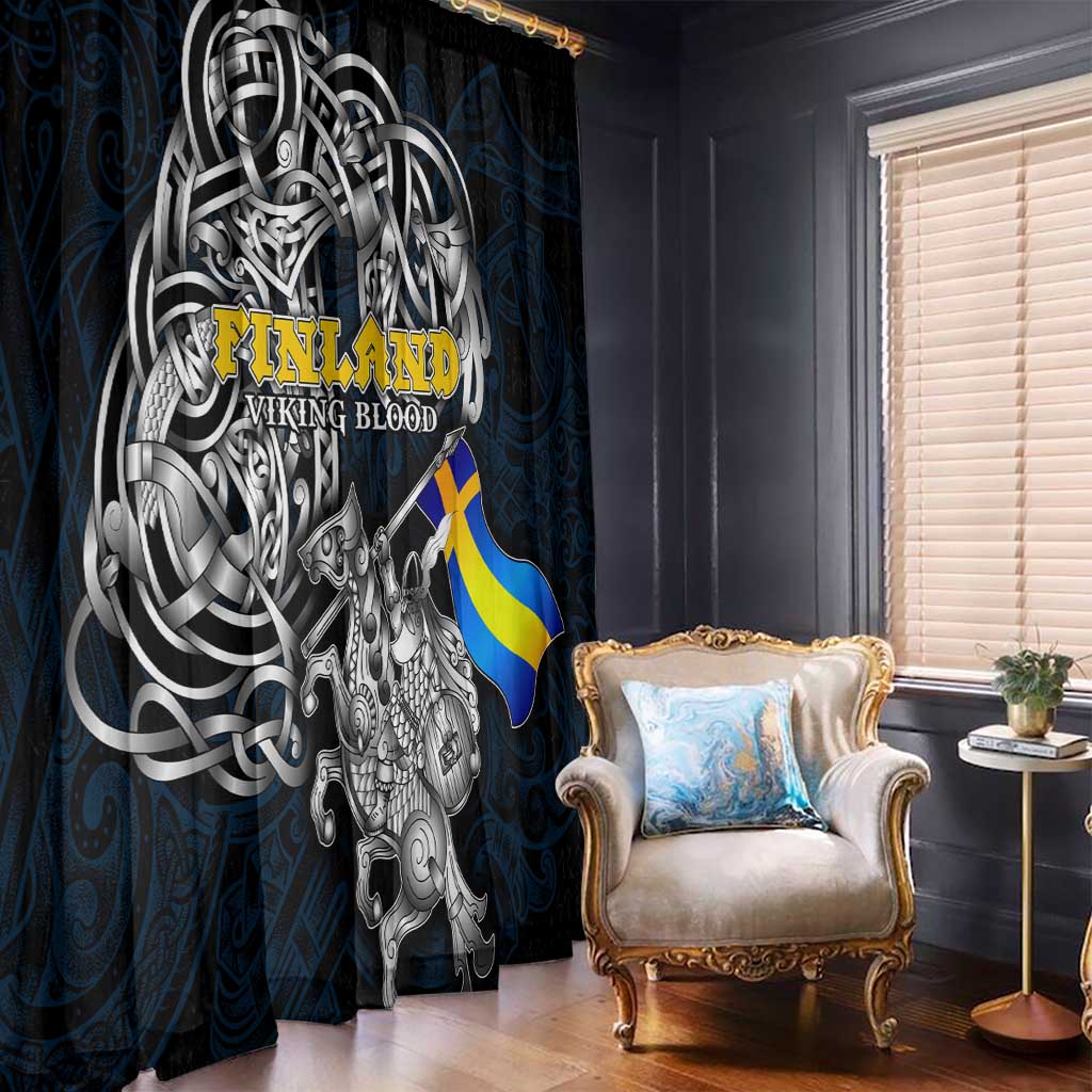 Sweden Viking Blood Window Curtain Nordic Runes and Shield of Ancestry in Tribal Knotwork