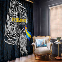 Sweden Viking Blood Window Curtain Nordic Runes and Shield of Ancestry in Tribal Knotwork