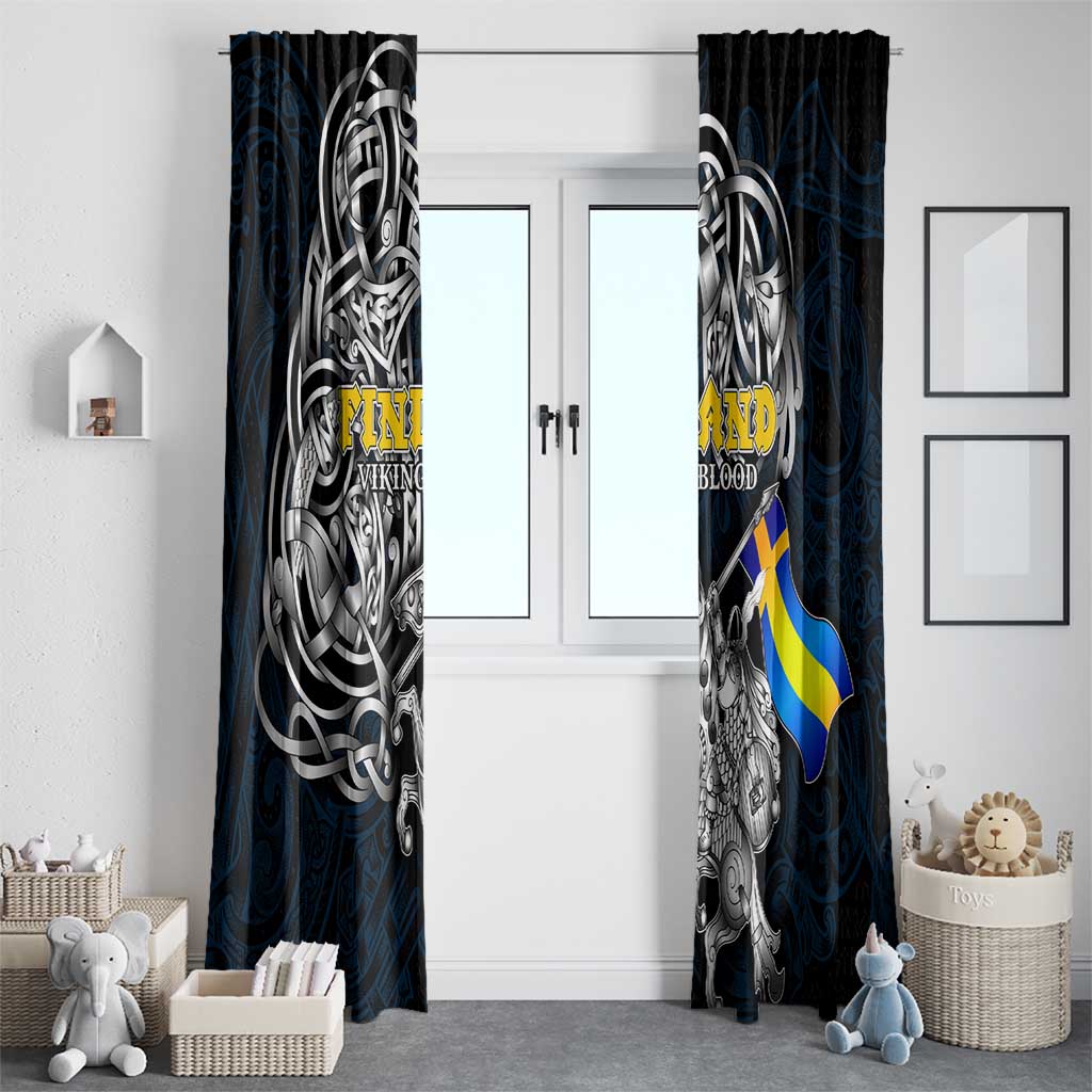 Sweden Viking Blood Window Curtain Nordic Runes and Shield of Ancestry in Tribal Knotwork