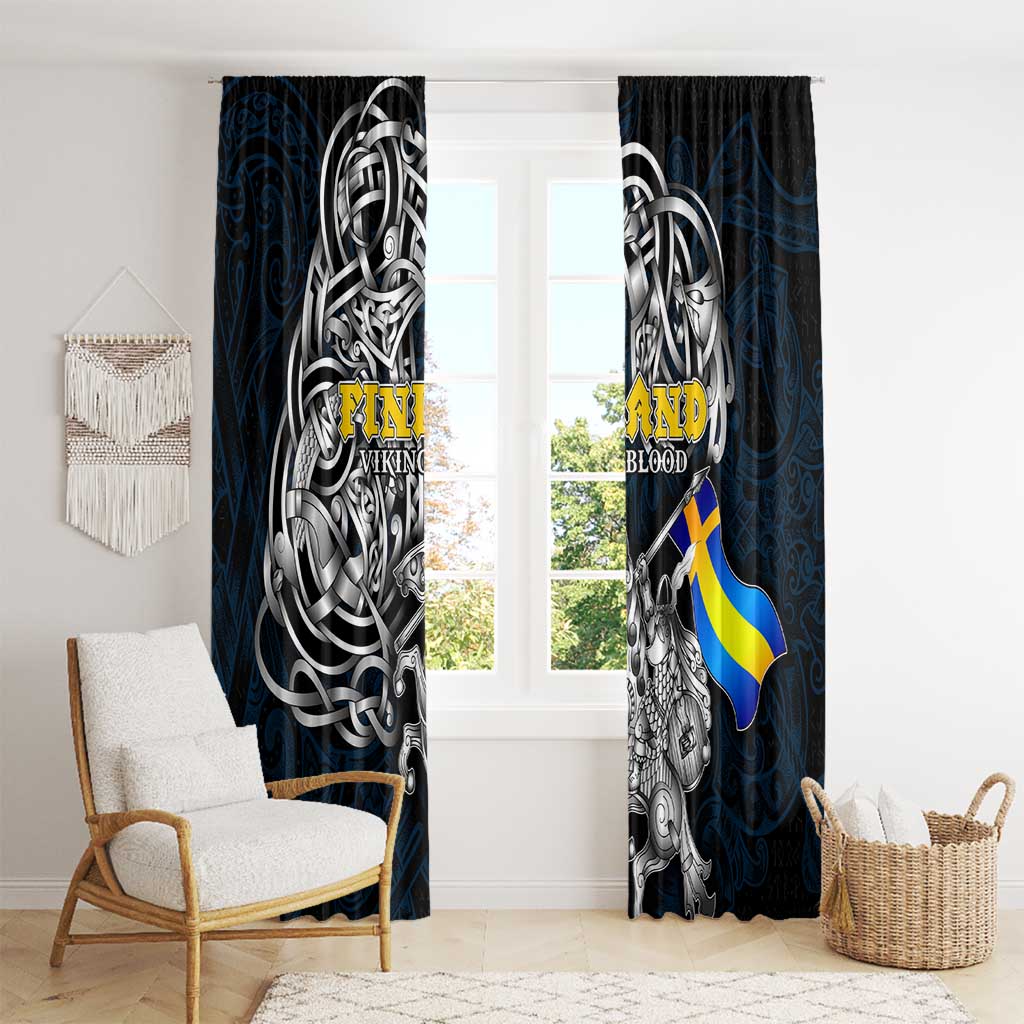 Sweden Viking Blood Window Curtain Nordic Runes and Shield of Ancestry in Tribal Knotwork