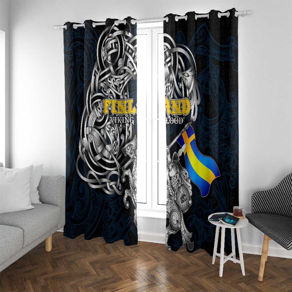 Sweden Viking Blood Window Curtain Nordic Runes and Shield of Ancestry in Tribal Knotwork