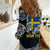 Personalized Sweden Viking Blood Women Casual Shirt Nordic Runes and Shield of Ancestry in Tribal Knotwork
