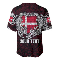 Personalized Denmark Viking Blood Baseball Jersey Nordic Runes and Shield of Ancestry in Tribal Knotwork