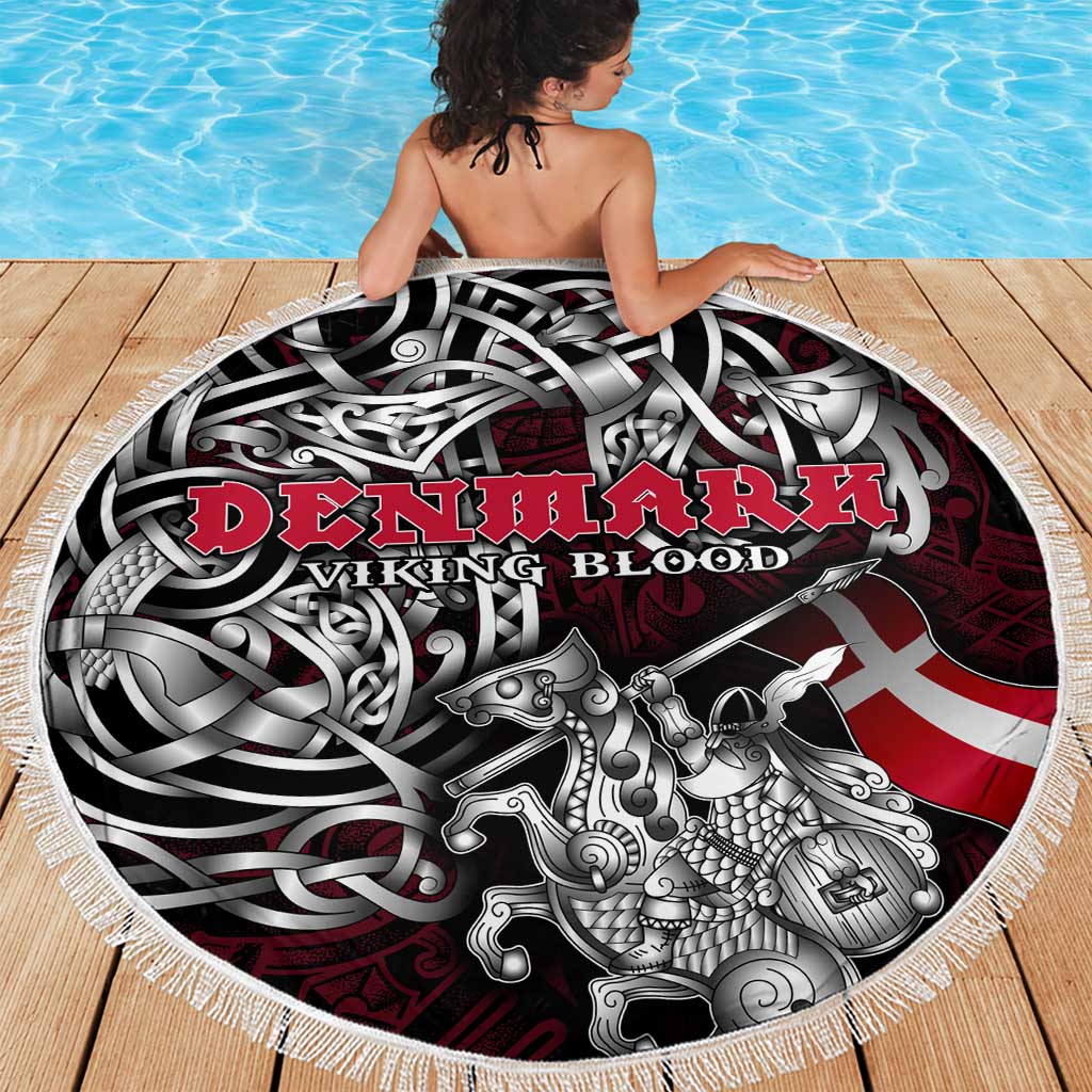 Denmark Viking Blood Beach Blanket Nordic Runes and Shield of Ancestry in Tribal Knotwork
