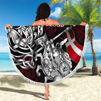Denmark Viking Blood Beach Blanket Nordic Runes and Shield of Ancestry in Tribal Knotwork