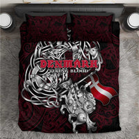 Denmark Viking Blood Bedding Set Nordic Runes and Shield of Ancestry in Tribal Knotwork