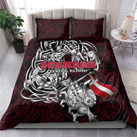 Denmark Viking Blood Bedding Set Nordic Runes and Shield of Ancestry in Tribal Knotwork