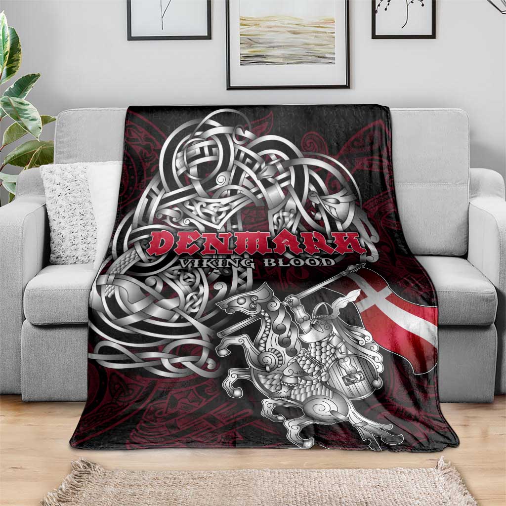 Denmark Viking Blood Blanket Nordic Runes and Shield of Ancestry in Tribal Knotwork