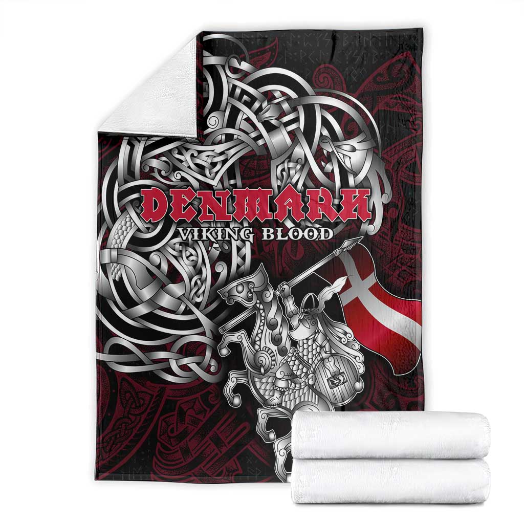 Denmark Viking Blood Blanket Nordic Runes and Shield of Ancestry in Tribal Knotwork