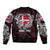 Personalized Denmark Viking Blood Bomber Jacket Nordic Runes and Shield of Ancestry in Tribal Knotwork