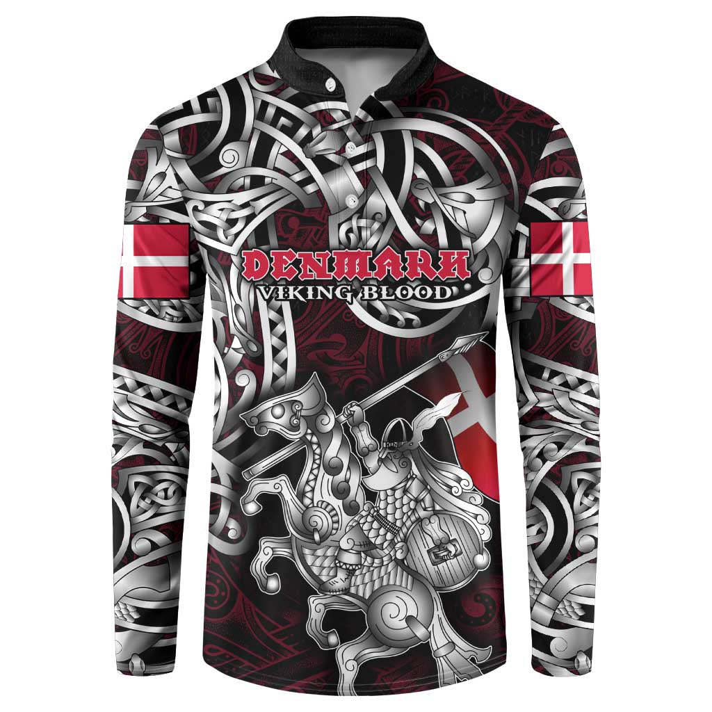 Personalized Denmark Viking Blood Button Sweatshirt Nordic Runes and Shield of Ancestry in Tribal Knotwork