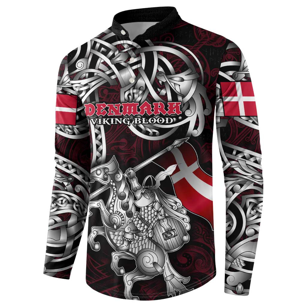 Personalized Denmark Viking Blood Button Sweatshirt Nordic Runes and Shield of Ancestry in Tribal Knotwork