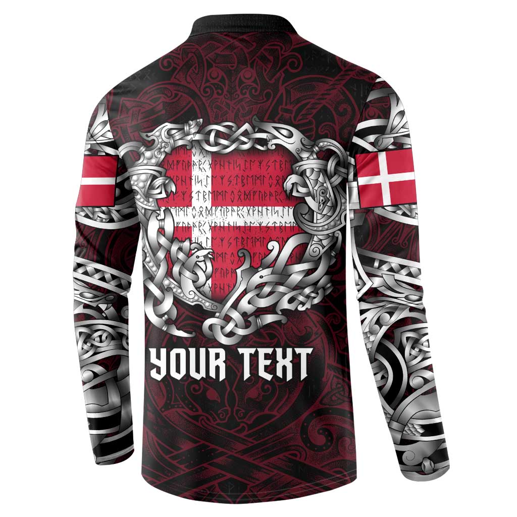 Personalized Denmark Viking Blood Button Sweatshirt Nordic Runes and Shield of Ancestry in Tribal Knotwork
