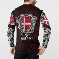Personalized Denmark Viking Blood Button Sweatshirt Nordic Runes and Shield of Ancestry in Tribal Knotwork