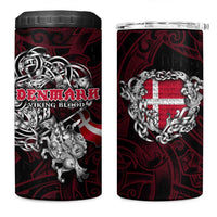 Denmark Viking Blood 4 in 1 Can Cooler Tumbler Nordic Runes and Shield of Ancestry in Tribal Knotwork