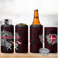 Denmark Viking Blood 4 in 1 Can Cooler Tumbler Nordic Runes and Shield of Ancestry in Tribal Knotwork