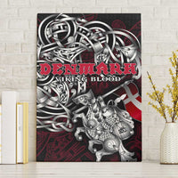 Denmark Viking Blood Canvas Wall Art Nordic Runes and Shield of Ancestry in Tribal Knotwork