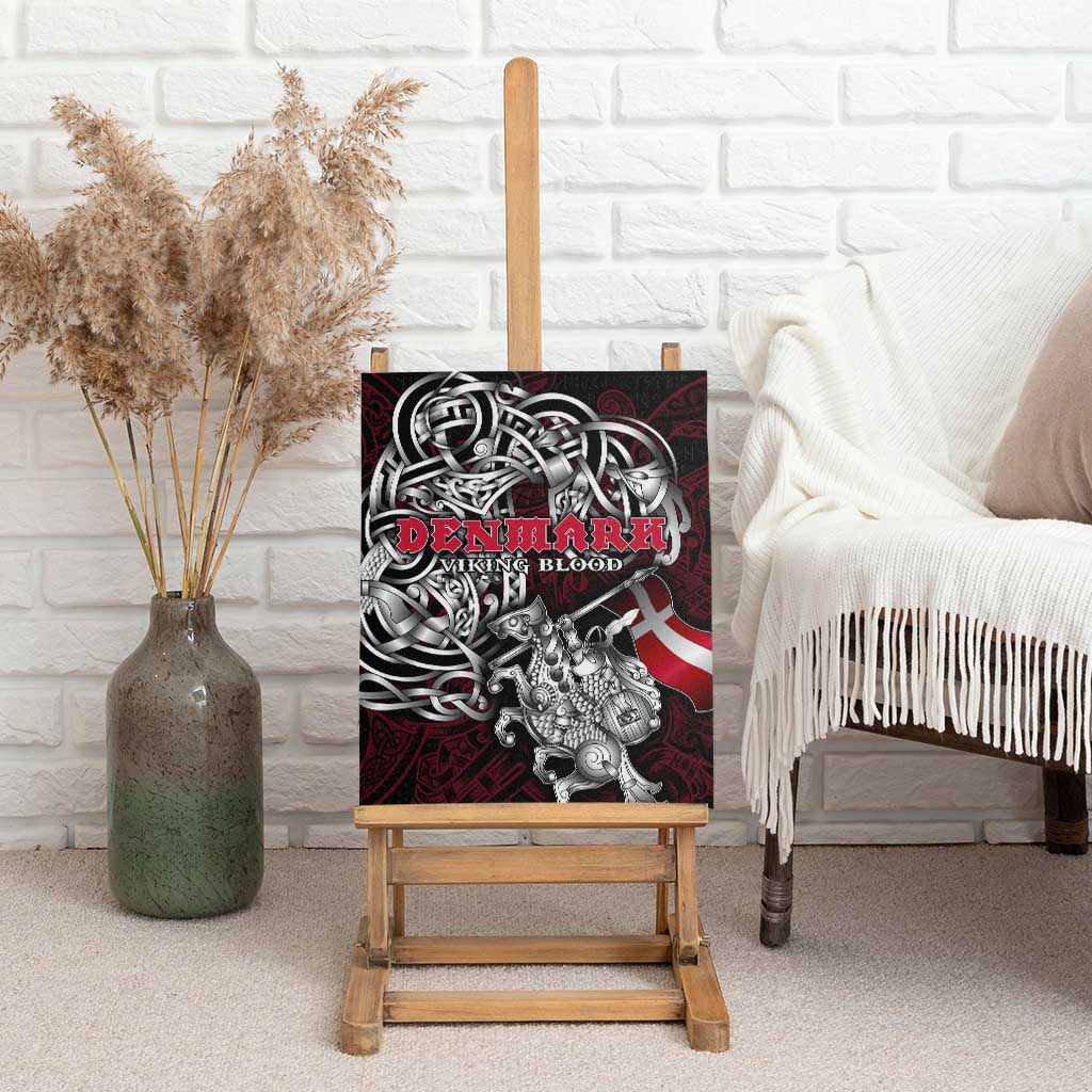Denmark Viking Blood Canvas Wall Art Nordic Runes and Shield of Ancestry in Tribal Knotwork