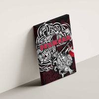 Denmark Viking Blood Canvas Wall Art Nordic Runes and Shield of Ancestry in Tribal Knotwork