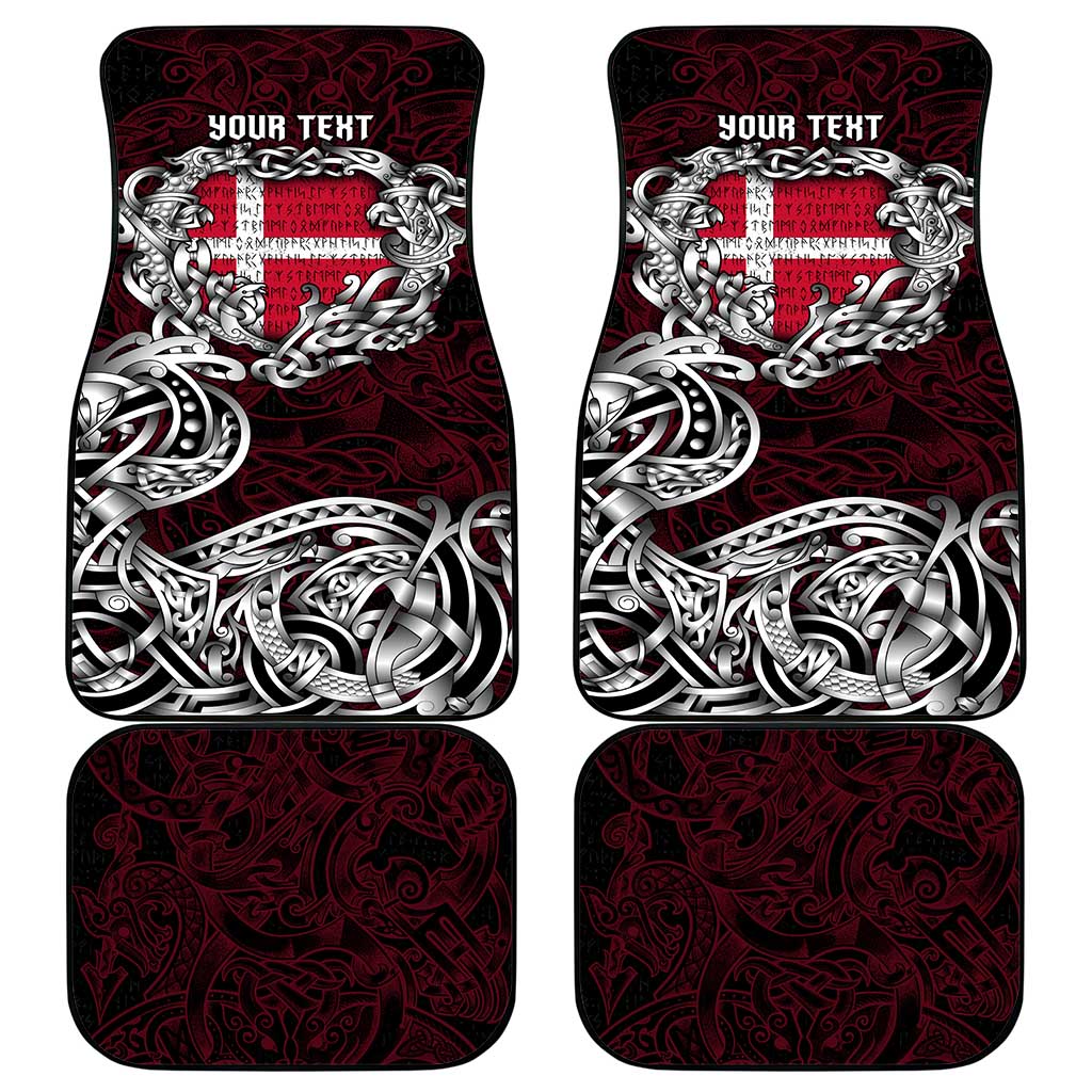 Denmark Viking Blood Car Mats Nordic Runes and Shield of Ancestry in Tribal Knotwork