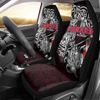 Denmark Viking Blood Car Seat Cover Nordic Runes and Shield of Ancestry in Tribal Knotwork