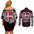 Personalized Denmark Viking Blood Couples Matching Off Shoulder Short Dress and Long Sleeve Button Shirt Nordic Runes and Shield of Ancestry in Tribal Knotwork