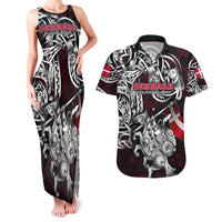 Personalized Denmark Viking Blood Couples Matching Tank Maxi Dress and Hawaiian Shirt Nordic Runes and Shield of Ancestry in Tribal Knotwork