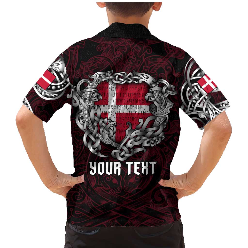Personalized Denmark Viking Blood Family Matching Mermaid Dress and Hawaiian Shirt Nordic Runes and Shield of Ancestry in Tribal Knotwork