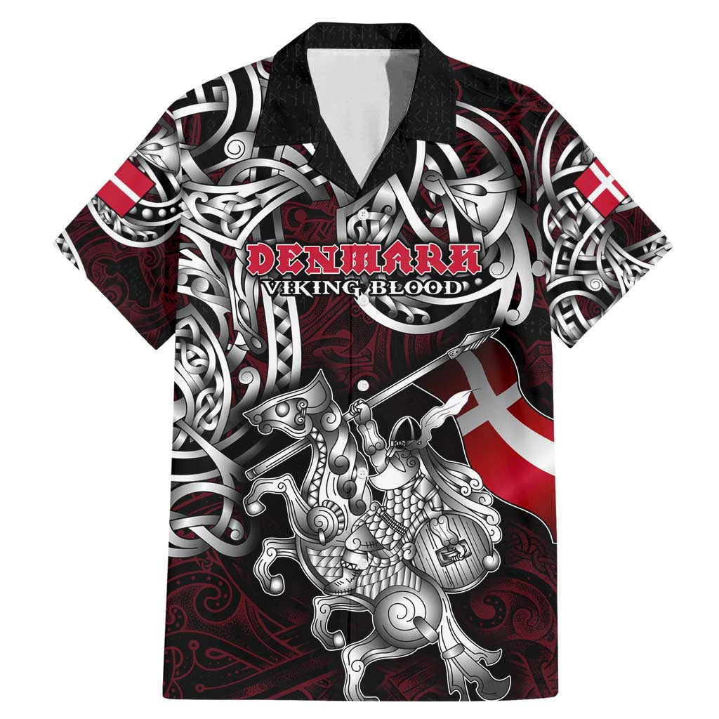 Personalized Denmark Viking Blood Family Matching Mermaid Dress and Hawaiian Shirt Nordic Runes and Shield of Ancestry in Tribal Knotwork