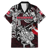 Personalized Denmark Viking Blood Family Matching Mermaid Dress and Hawaiian Shirt Nordic Runes and Shield of Ancestry in Tribal Knotwork