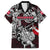 Personalized Denmark Viking Blood Family Matching Off The Shoulder Long Sleeve Dress and Hawaiian Shirt Nordic Runes and Shield of Ancestry in Tribal Knotwork