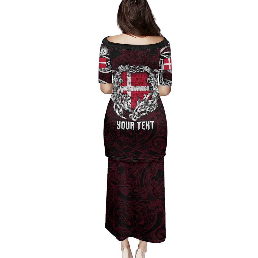 Personalized Denmark Viking Blood Family Matching Puletasi and Hawaiian Shirt Nordic Runes and Shield of Ancestry in Tribal Knotwork